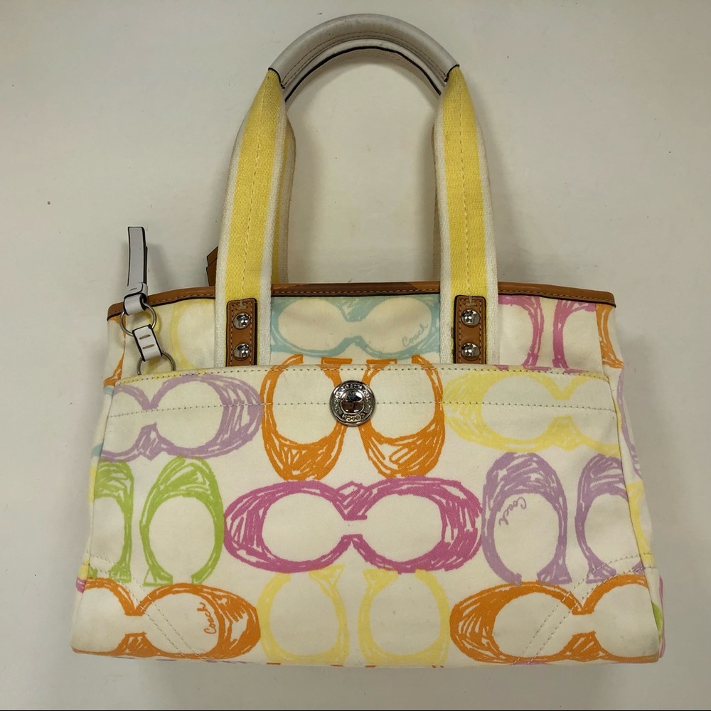 Coach Hampton Scribble Soft Shell Multi-color Canvas Satchel